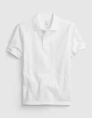 Kids Organic Cotton Uniform Polo Shirt white