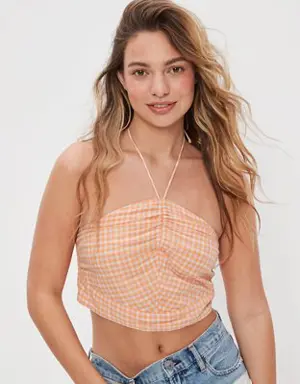 Cropped Ruched Halter Top