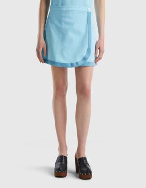 sky blue wrap mini skirt