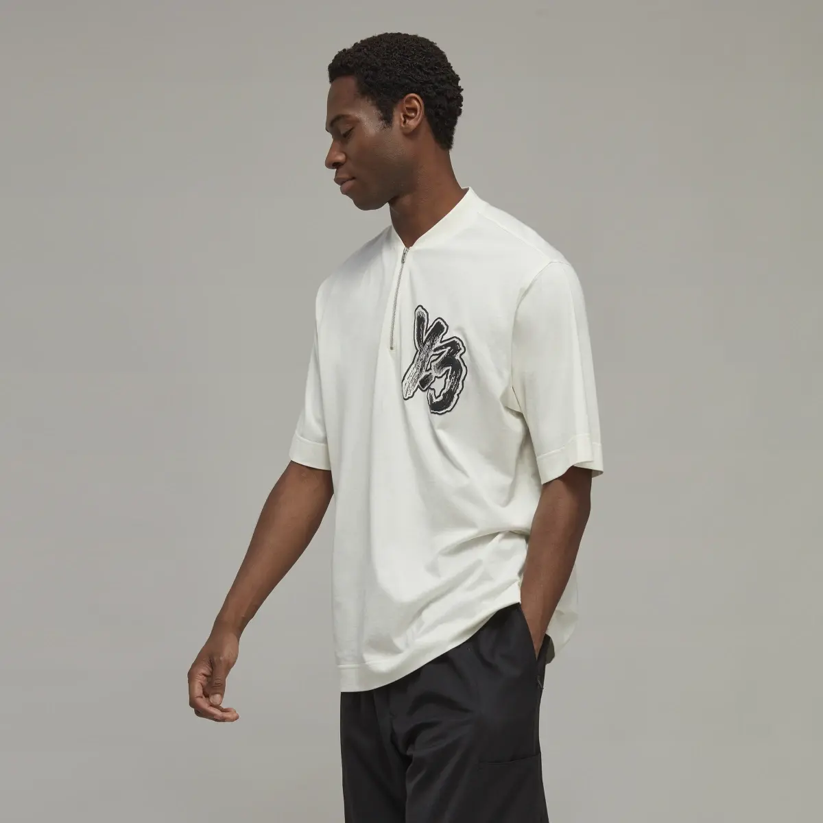 Adidas Y-3 Half-Zip Short Sleeve Tee. 2