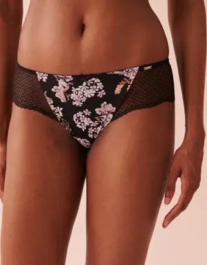 Microfiber and Lace Cheeky Panty