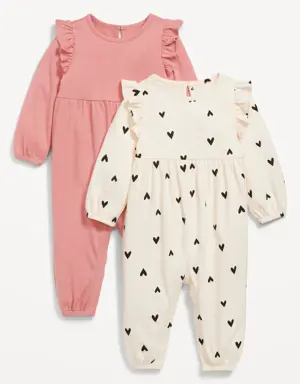 2-Pack Long-Sleeve Ruffle-Trim Jumpsuit for Baby multi