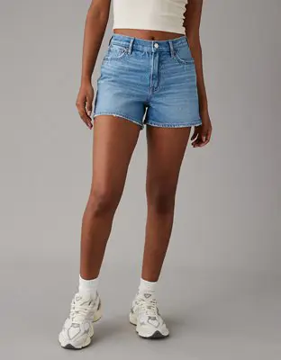 American Eagle Strigid Super High-Waisted Relaxed Denim Short. 1