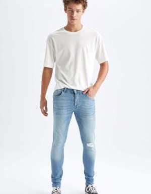 Skinny Comfort Fit Yırtık Detaylı Jean Pantolon