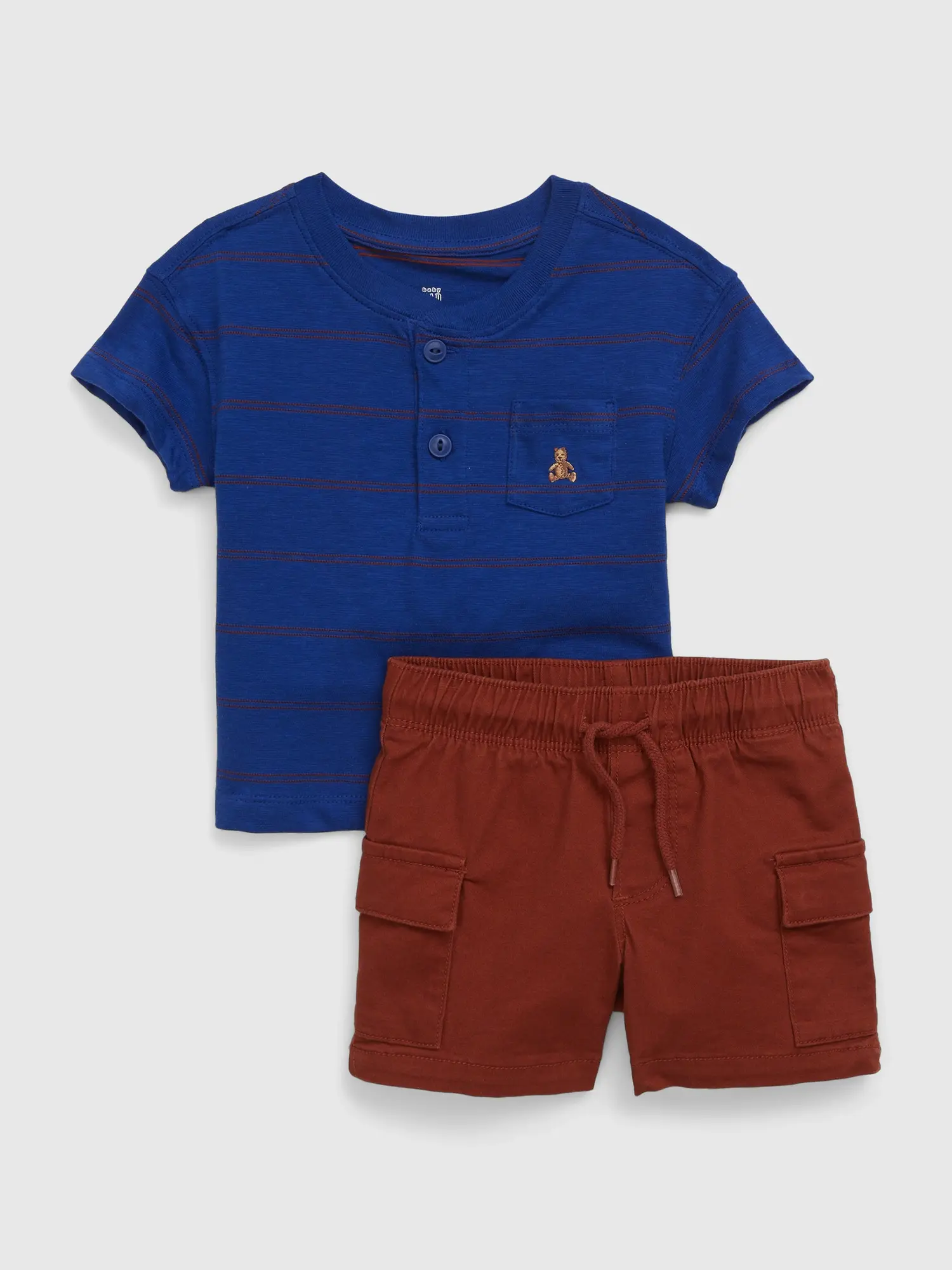 Gap Baby Stripe Cargo Outfit Set blue. 1