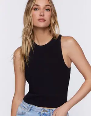 Forever 21 Ribbed Sleeveless Sweater Knit Top Black