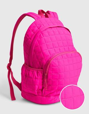 Kids Nylon Quilted Backpack pink