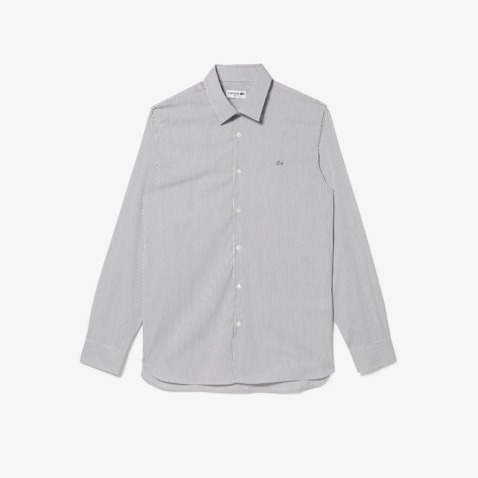 Lacoste Men's Slim Fit Check Stretch Poplin Shirt. 1