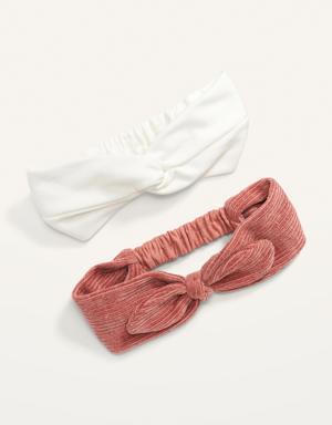 Fabric-Covered Head Wrap 2-Pack for Women pink