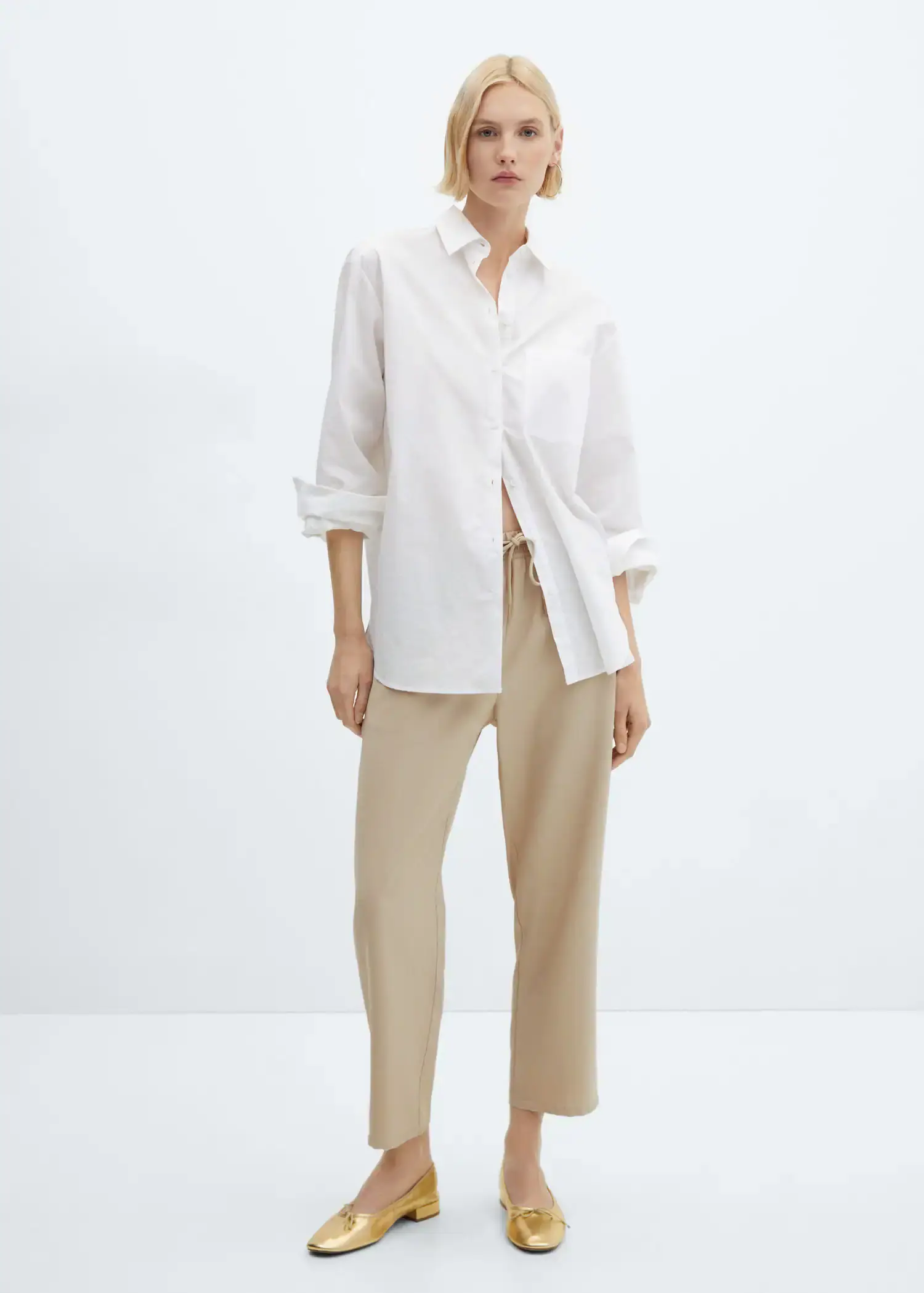 Mango Flowy straight-fit pants with bow. 3