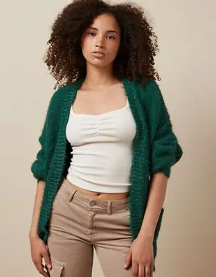 American eagle fuzzy cardigan best sale