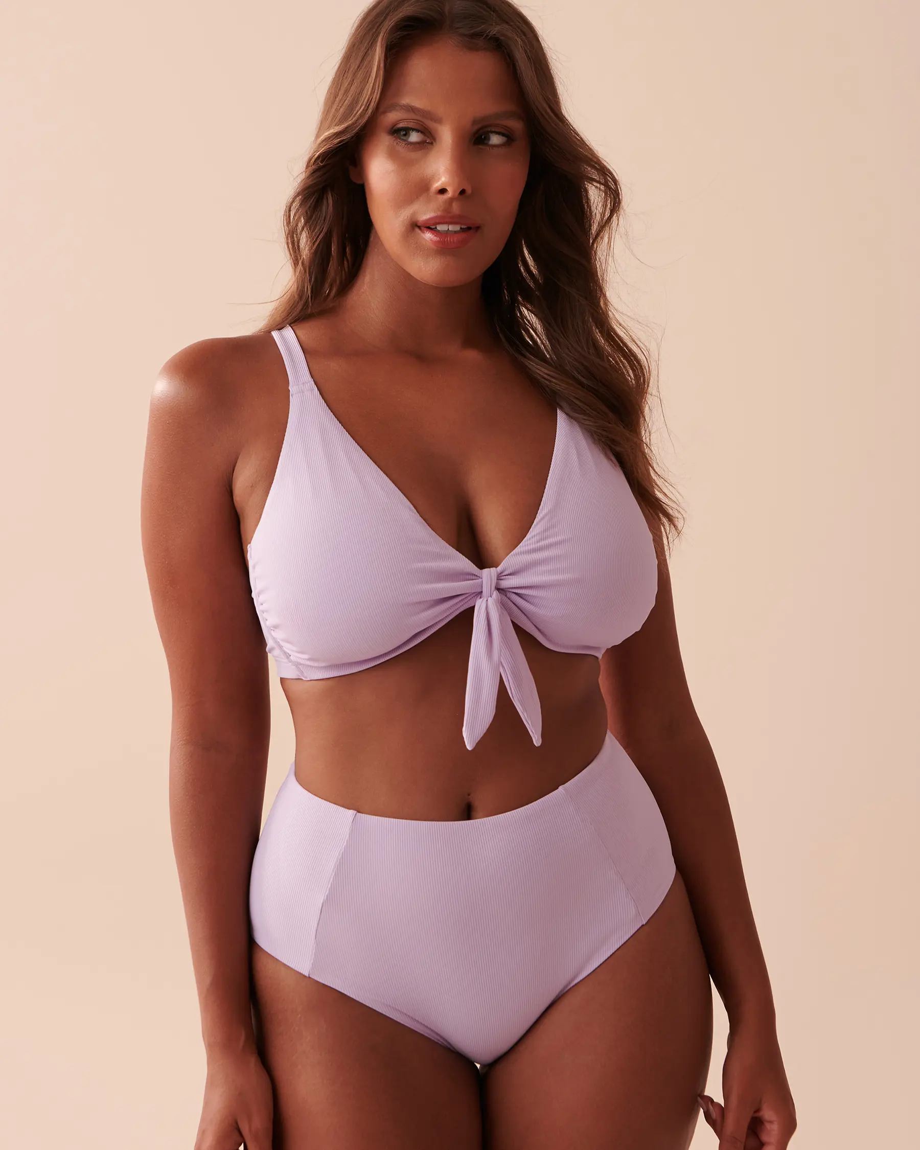 La Vie en Rose TEXTURED PASTEL High Waist Bikini Bottom. 3