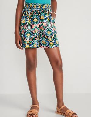 Mid-Rise Printed Pull-On Shorts for Girls blue