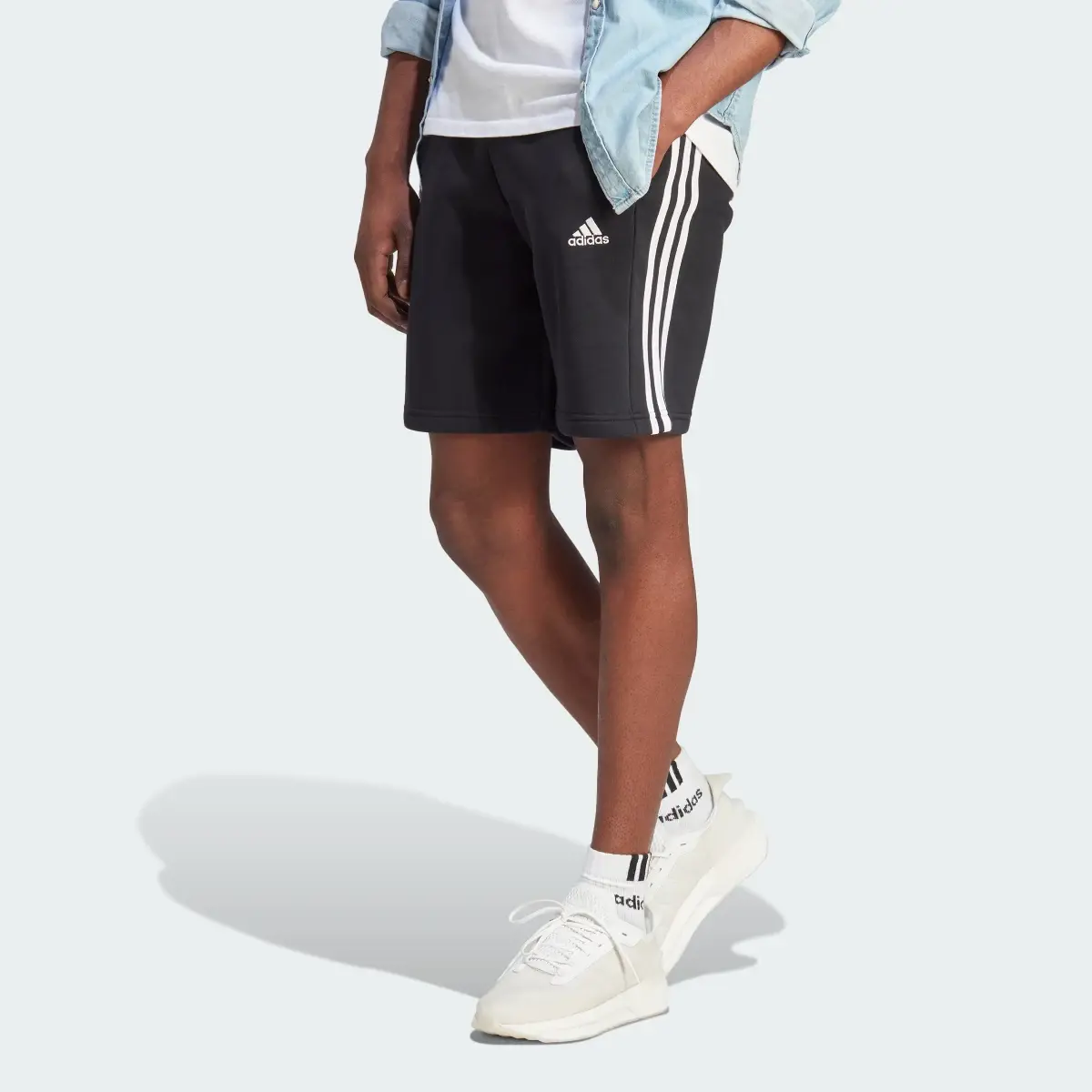 Adidas Essentials Fleece 3-Stripes Shorts. 1