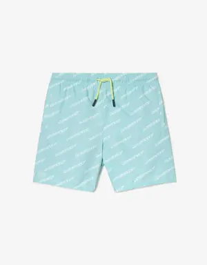 Boys’ Lacoste Printed Recycled Polyester Swim Trunks
