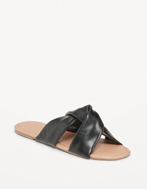 Faux-Leather Soft Twist Sandals for Women black
