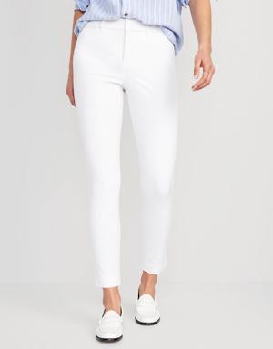 High-Waisted Pixie Skinny Ankle Pants for Women white