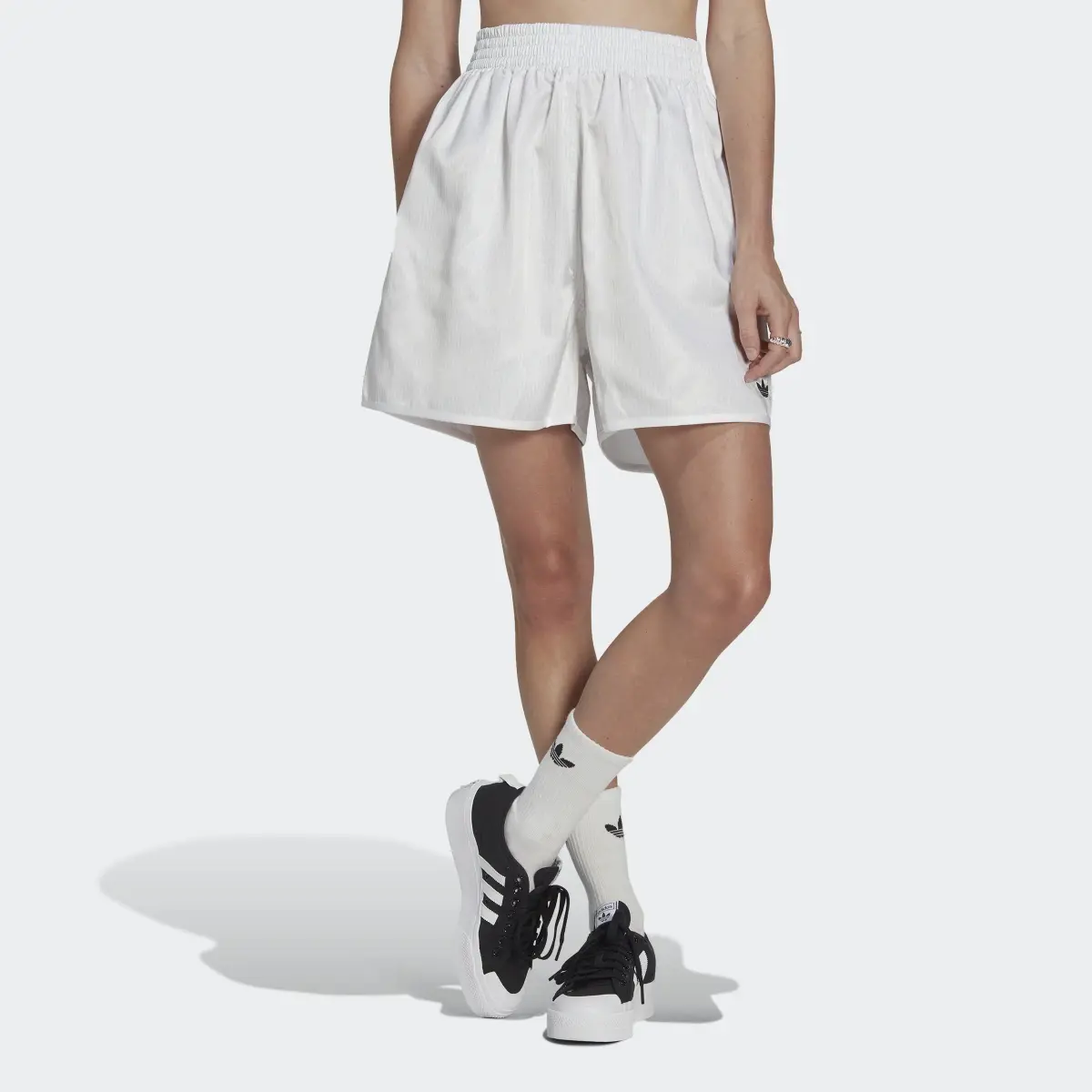 Adidas Loose Allover Print Satin Shorts. 1