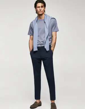Mango Slim-fit seersucker stretch trousers