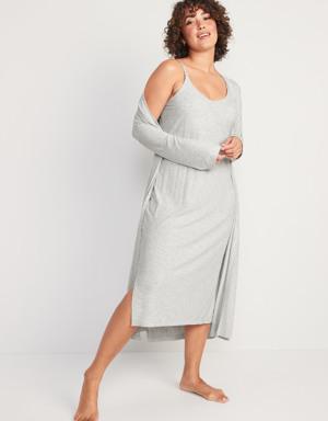 Old Navy Maternity Sunday Sleep Rib-Knit Robe & Nursing Nightgown Set gray