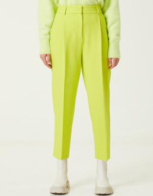 Neon Sarı Pilili Pantolon