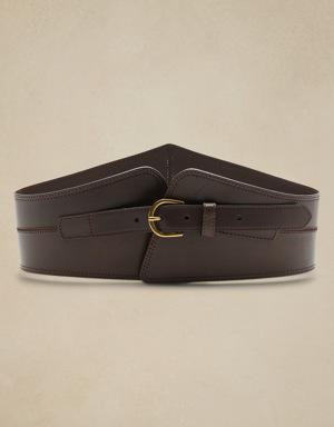 Leather Corset Waist Belt brown