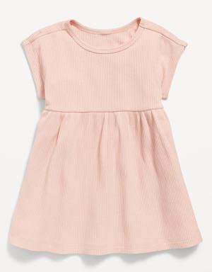 Short-Sleeve Rib-Knit Dress for Baby pink