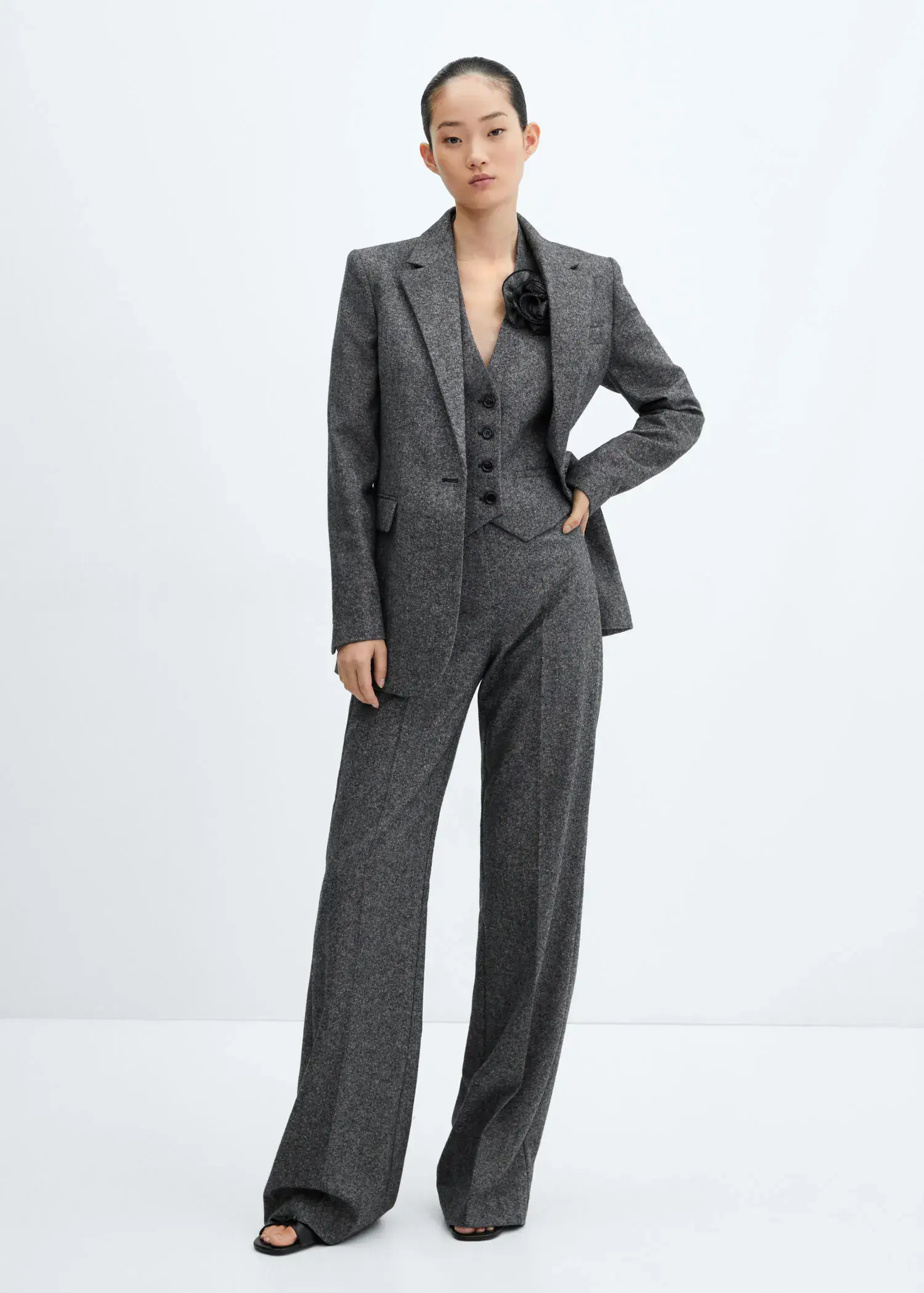 Mango Check wool-blend suit waistcoat. 1