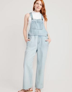 Baggy Wide-Leg Non-Stretch Jean Overalls for Women blue