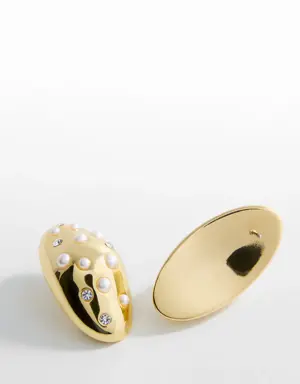 Oval pearl-detail earrings