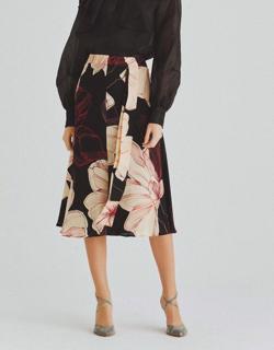 Floral Waist Tie Midi Skirt