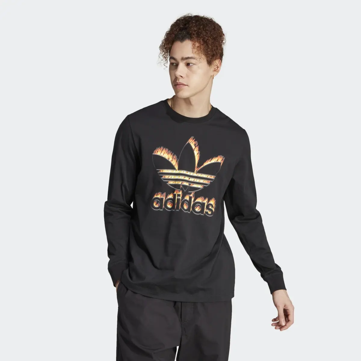 Adidas Graphics Fire Trefoil Long Sleeved Tee. 2