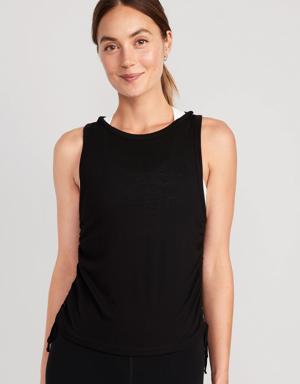 UltraLite Ruched Tie Tank Top for Women black