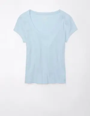 Hey Baby Short-Sleeve Scoop Ribbed Tee