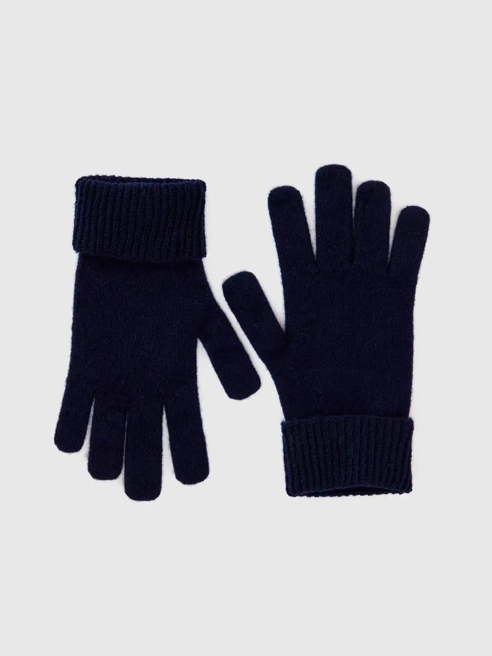 Benetton dark blue gloves in pure merino wool. 1