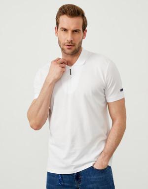 Polo Yaka %100 Pamuk Regular Fit Fermuarlı Tişört
