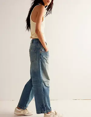 Twin Flame Cropped Wide-Leg Jeans