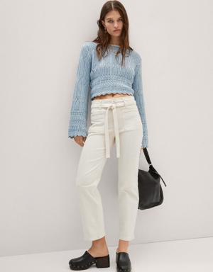 Straight-leg jeans with bow detail