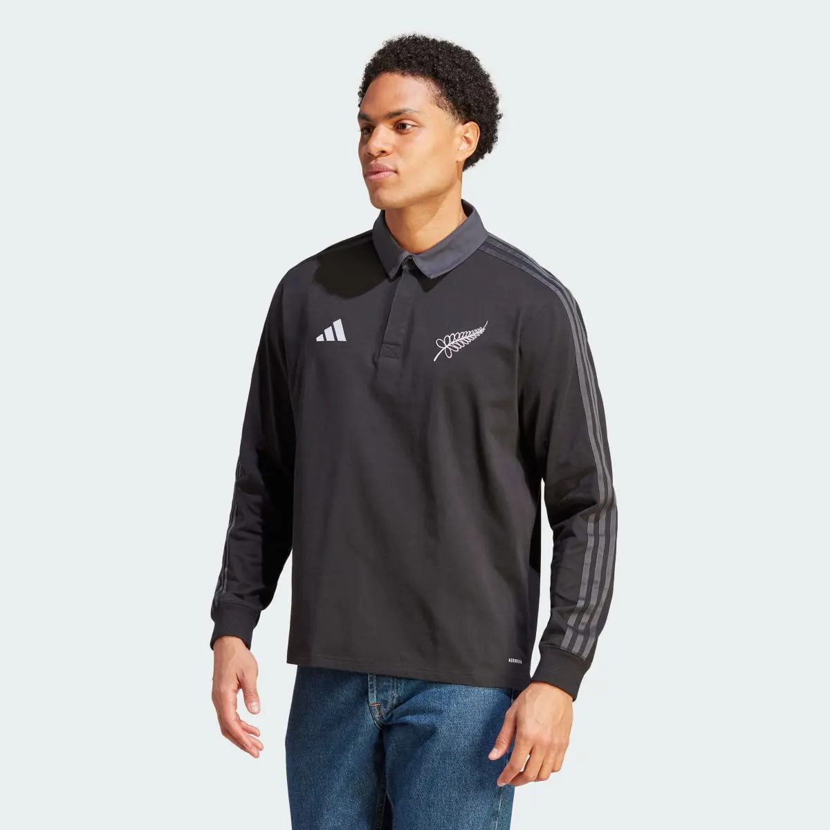 Adidas All Blacks Rugby Long Sleeve Poloshirt. 2