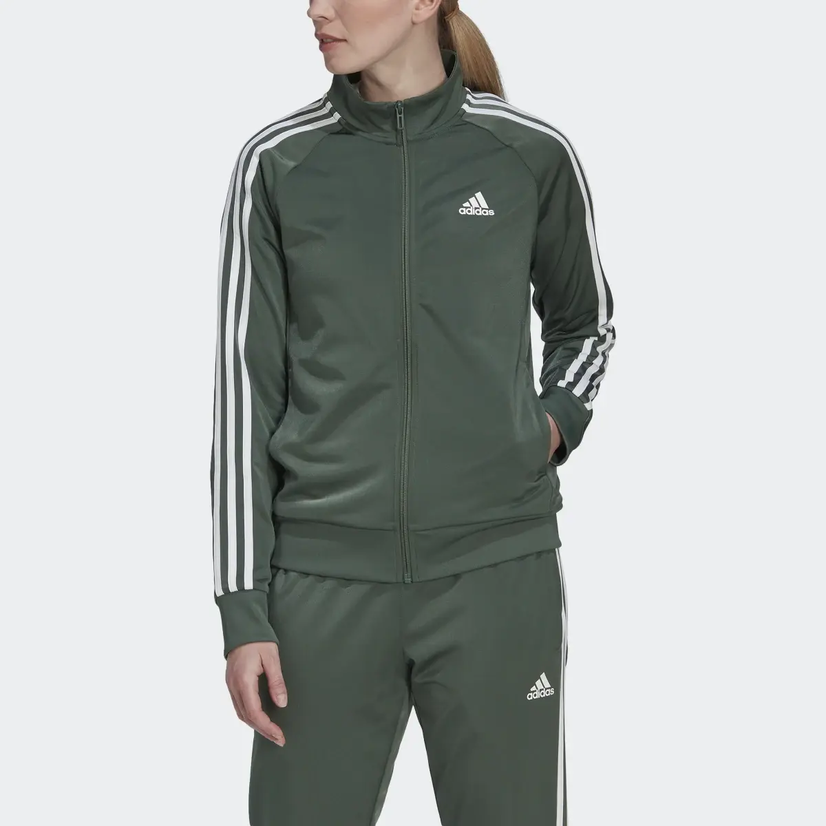 Adidas Primegreen Essentials Warm-Up Slim 3-Stripes Fermuarlı Üst. 1