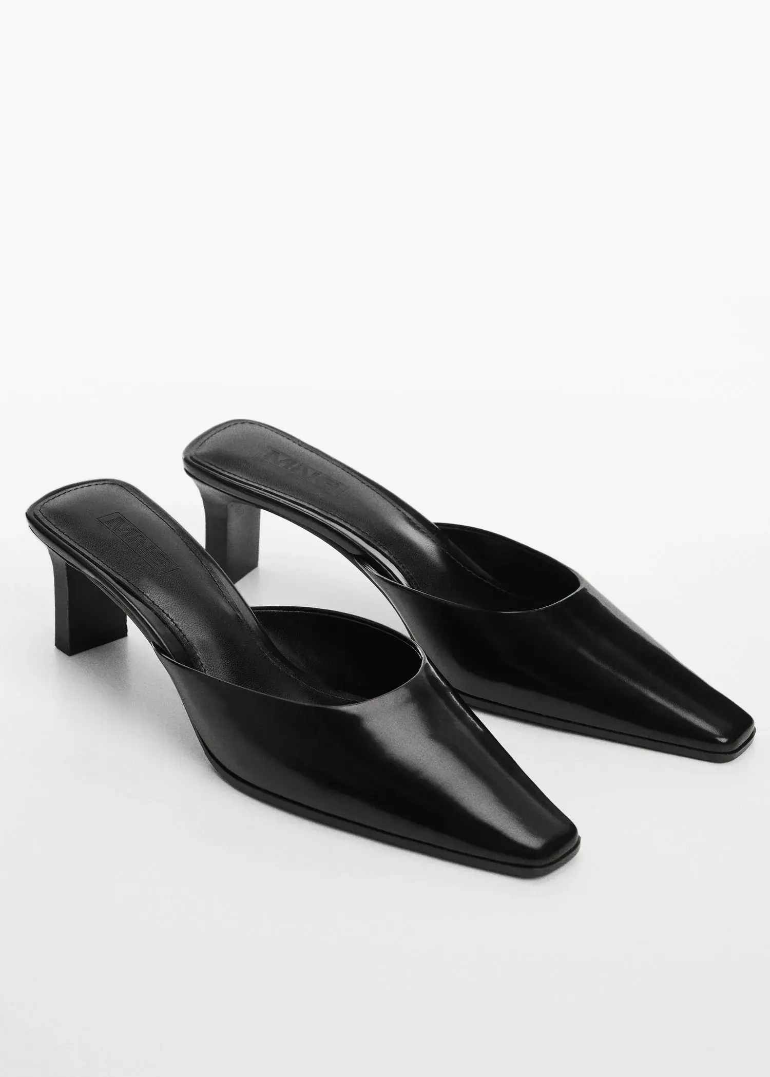 Mango Pointed-toe leather slingback shoes. 3