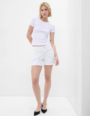 5" Mid Rise Denim Girlfriend Shorts white