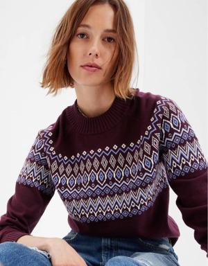Fair Isle Desenli Bisiklet Yaka Örme Kazak