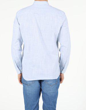 Açık Mavi Regular Fit Shirt Neck Erkek Uzun Kol Gömlek