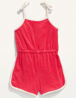 Solid Sleeveless Loop-Terry Romper for Toddler Girls pink