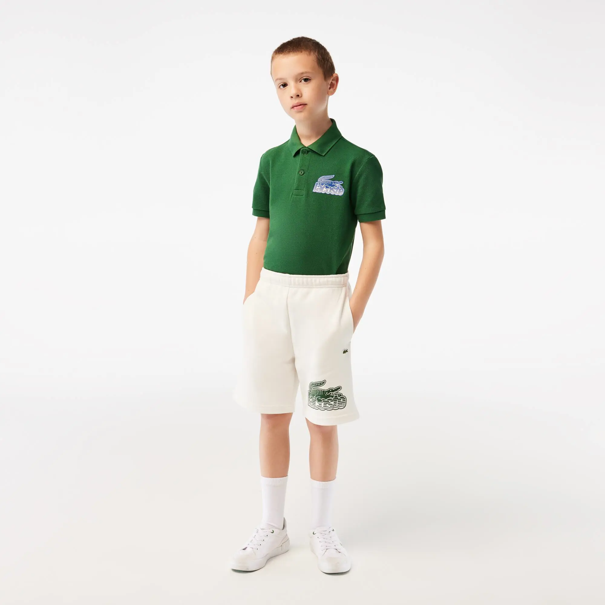 Lacoste Pantaloni corti da bambino con stampa a contrasto con logo Lacoste. 1