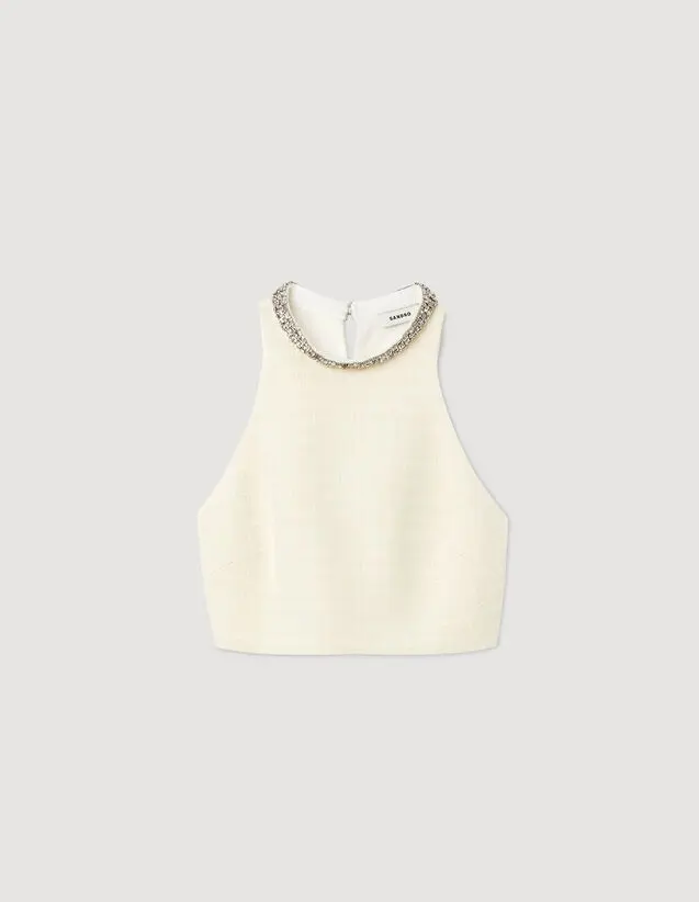 Sandro Tweed cropped top Login to add to Wish list. 2