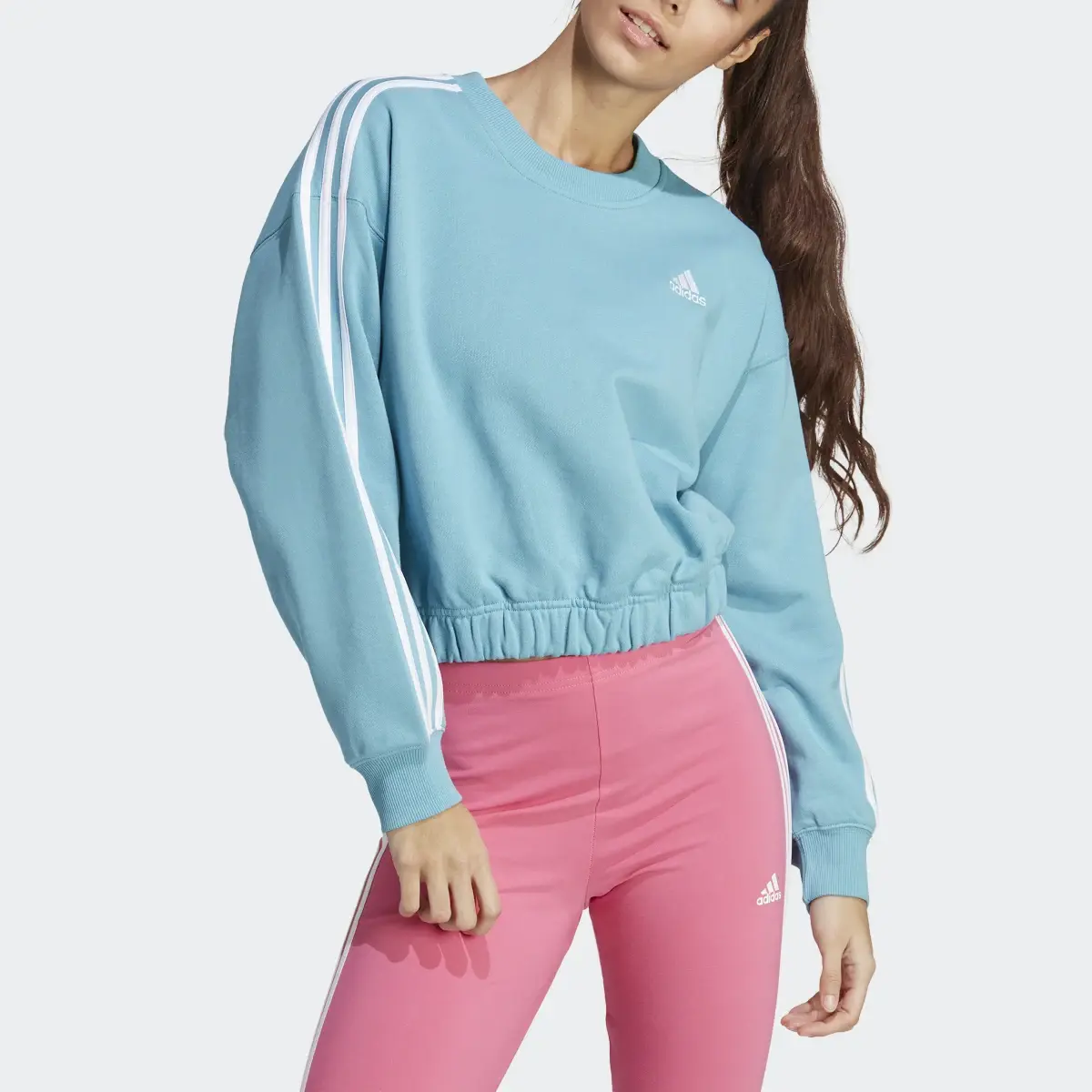 Adidas Essentials 3-Stripes Crop Sweatshirt. 1