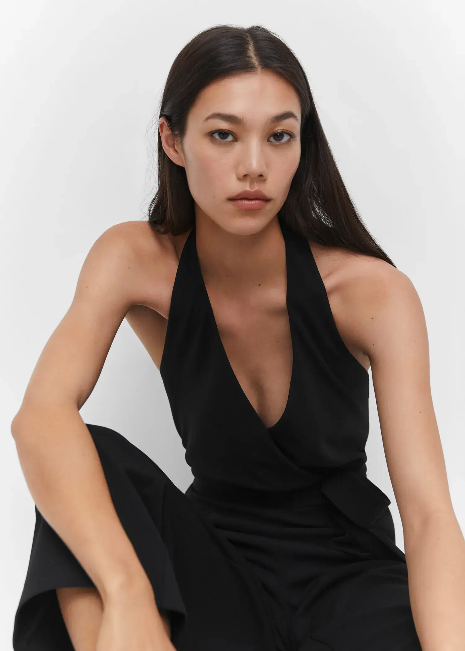Mango Halter jumpsuit with bow detail. 1