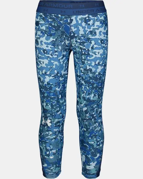 Under Armour Girls' UA Armour Stretch Printed Cropped Leggings. 1